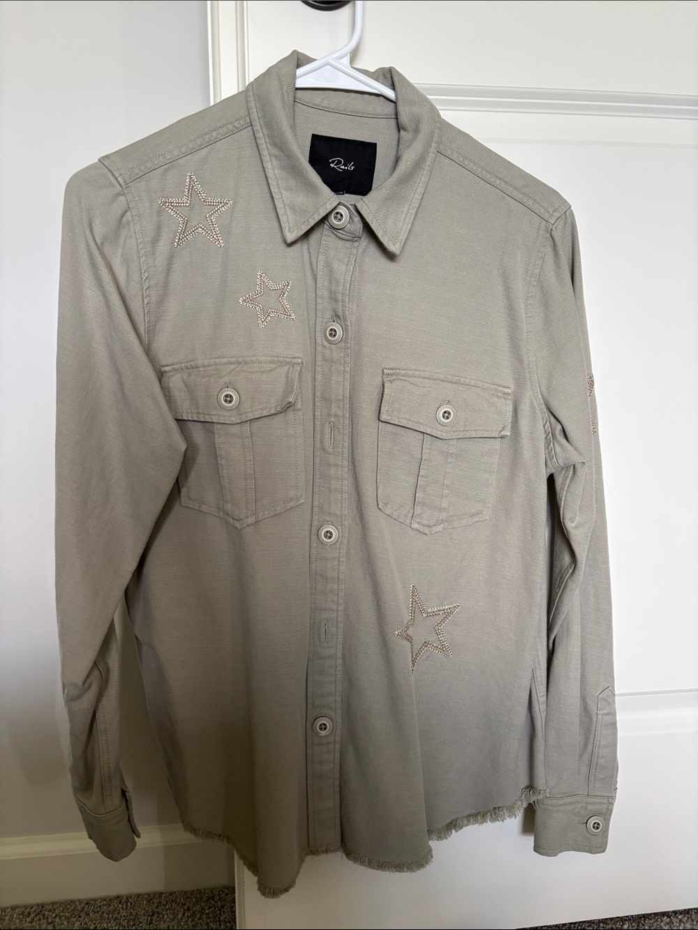 Rails Beige Star-Embellished Button-Down Shirt